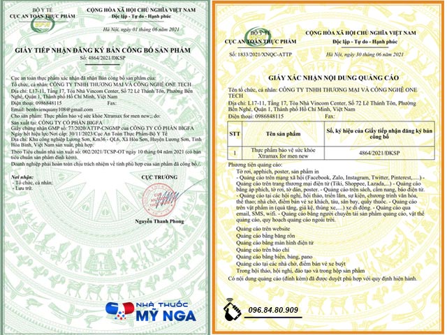 Giấy công bố Xtramax For Men