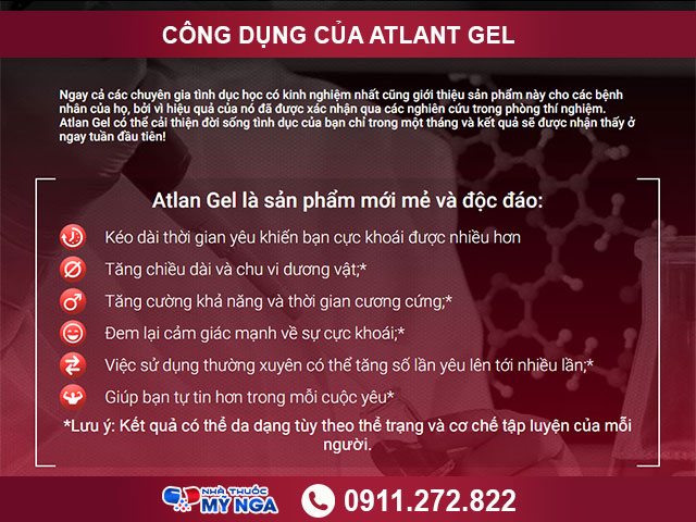 Công dụng của sản phẩm Atlant Gel