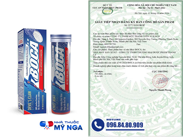 Chứng nhận sản phẩm viên sủi Boca