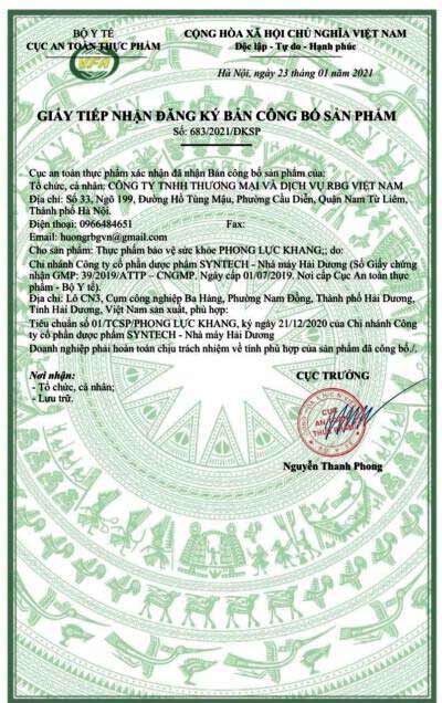 Giấy công bố Giâấy công bố phong lực khang