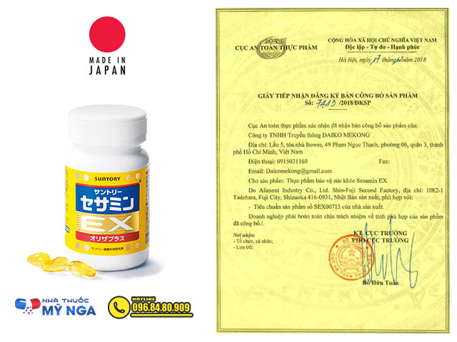 Chứng nhận sản phẩm Sesamin EX