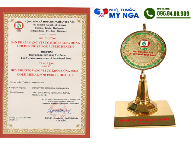Huy chương vàng của sản phẩm BoniDiabet