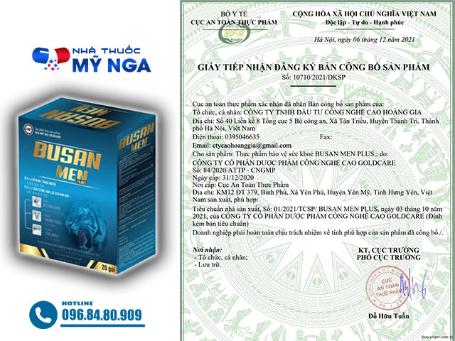 Chứng nhận sản phẩm Busan Men Plus