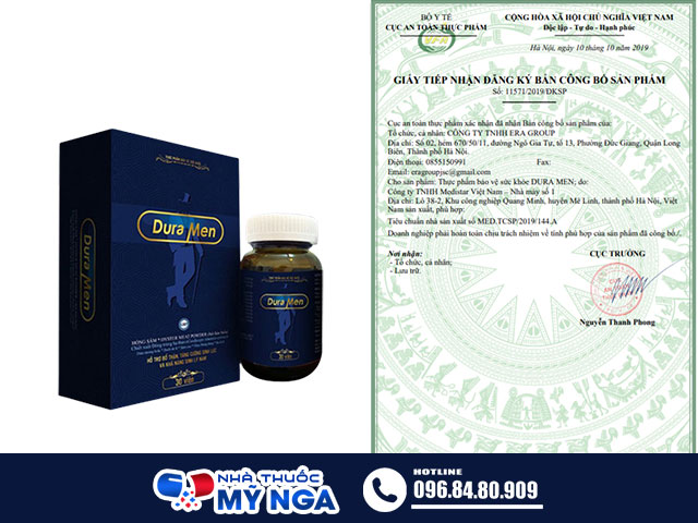 Chứng nhận sản phẩm Dura Men