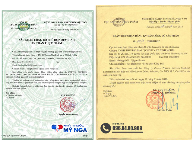 Giấy chứng nhận sản phẩm King Seal