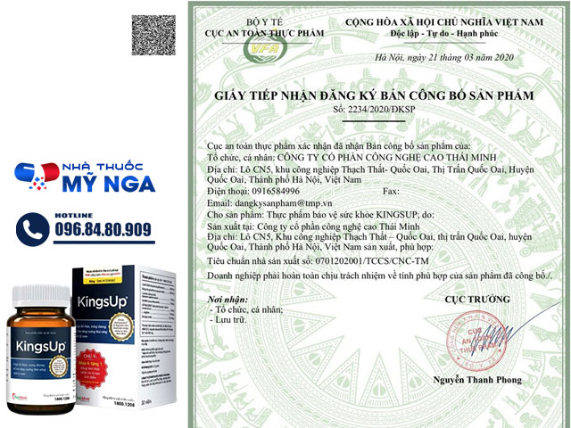 Giấy chứng nhận sản phẩm KingsUp