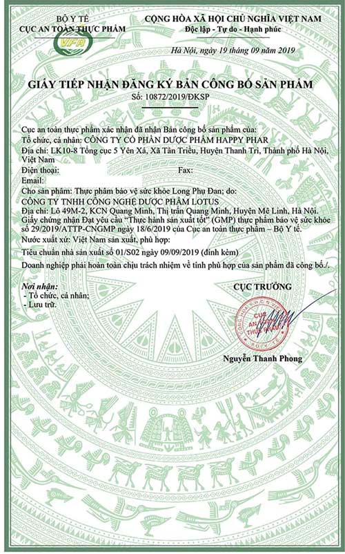 Giấy công bố Long Phụ Đan