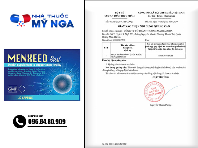 Chứng nhận sản phẩm Menxeed Best