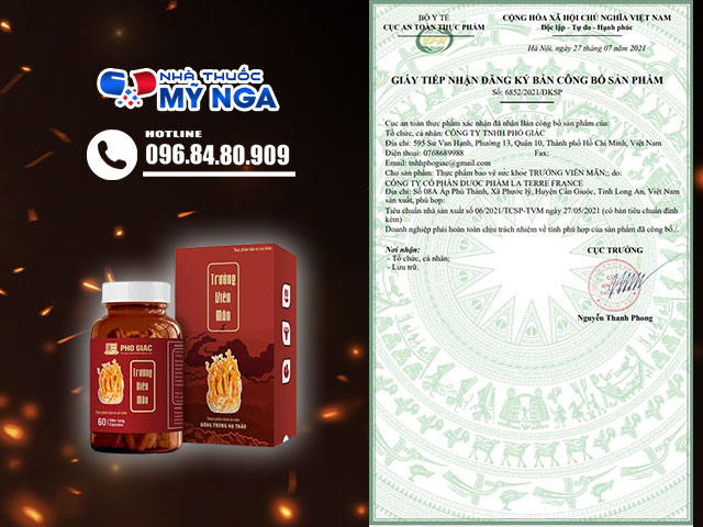 Giấy công bố sản phẩm Trường Viên Mãn