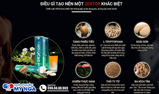 Thành phần của sản phẩm Zextor