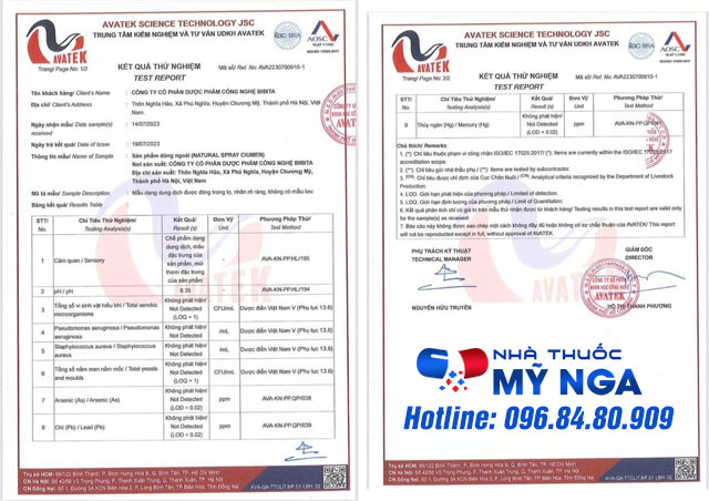 giấy chứng nhận chai xịt chống xuất tinh sớm ciumen plus