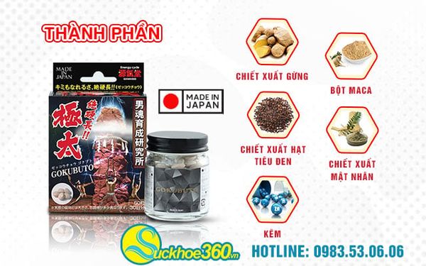 Thành phần chính của viên uống Gokubuto Nhật Bản có gì?